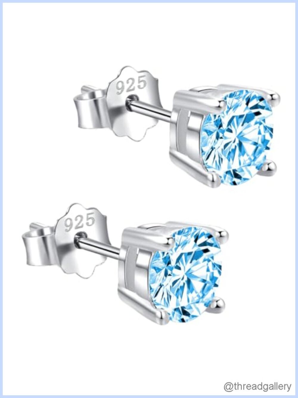 CUTEFEEL 925 Sterling Silver Blue Cubic Zirconia Stud Earrings